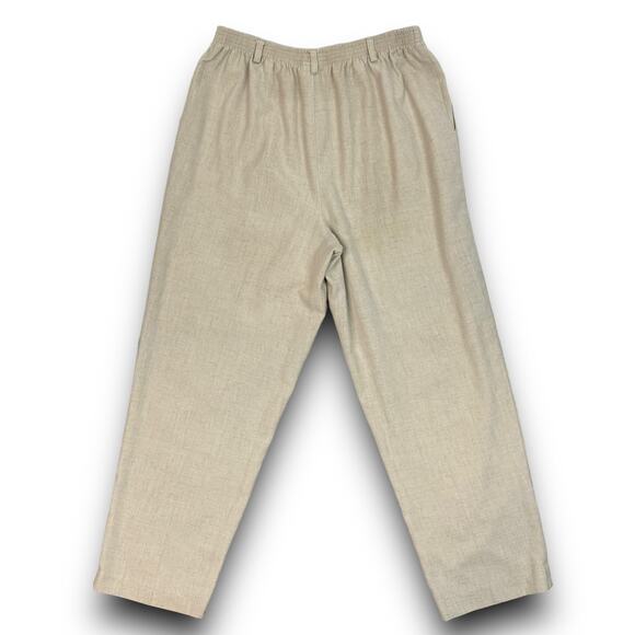 Vintage 90s Alfred Dunner Tan Linen Look Elastic Waist Pull On Casual Pants 16 - Picture 5 of 6